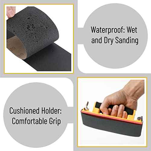 Bates- Sand Paper with 1 Handle, 36 Pack, Sandpaper, Sandpaper Assortment, Sand Paper Variety