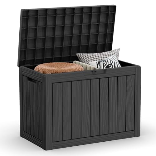 EasyUp 50 Gallon Black Waterproof Outdoor Deck Storage Box Lockable & Weather-Resistant