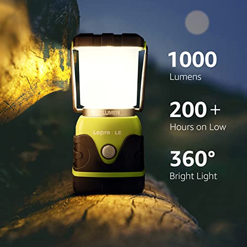 Lepro 1000LM Battery Powered LED Camping Lantern - Green, 4 Light Modes