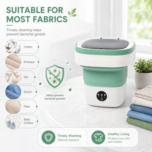 Green Mini Portable Foldable Washing Machine 16L with Spin Dryer for Travel & Baby Clothes