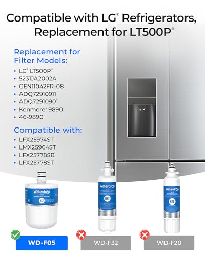 Waterdrop 5231JA2002A Refrigerator Water Filter 3 Pack - Compatible with LG LT500P