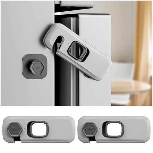 Rectangle 2 Pack Child Safety Fridge & Freezer Door Locks with 3M Adhesive - Baby and Pet Proof