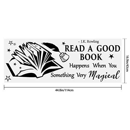 PLIGREAT Read Books Inspirational Quotes Wall Stickers, Removable Vinyl Peel and Stick Wall Decals for Nursery School Library Study Reading Room Wall Deocrations Home Office Indoor DIY Wall Art Decor
