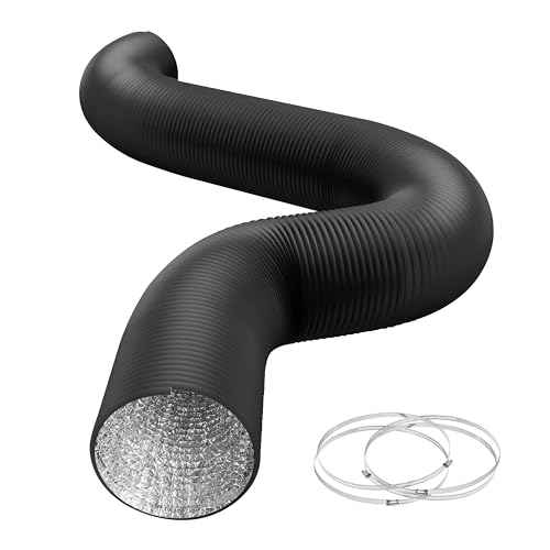 HealSmart 12" 25 Ft Aluminum Ducting Flexible, Heavy-Duty Four-Layer Protection with 2 Duct Clamps, Dryer Vent Hose for Heating Cooling Ventilation and Exhaust Fan