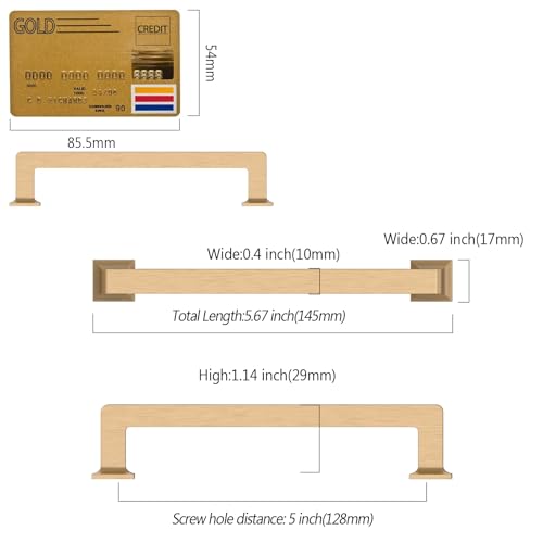 Amerdeco 10 Pack Champagne Bronze Kitchen Cabinet Handles 5-Inch Hole Centers