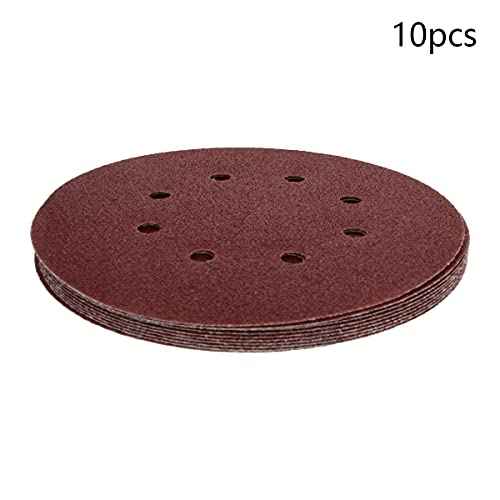 Auniwaig 10PCS 7 Inch 8 Hole Hook and Loop Sanding Discs 80 Grits, Aluminum Oxide Round Flocking Sandpaper for Random Orbit Sander Polishing Accessories
