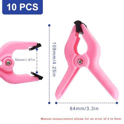 10Pcs Pink Plastic Spring Clamps 4 Inch Heavy Duty Clips for Woodworking Backdrop Stand Balloon Arch