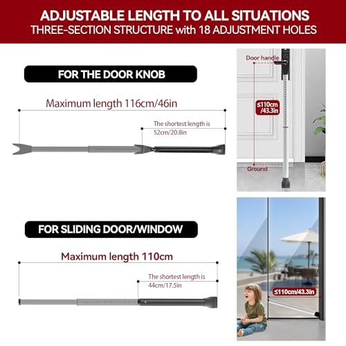 AceMining Adjustable Door Security Bar 20-50 in, White - Travel & Home Security