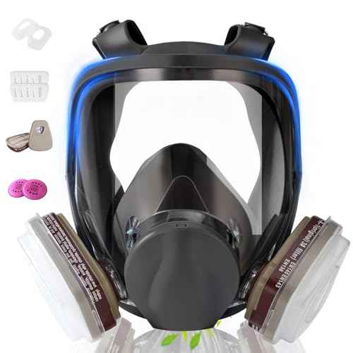 Full Face Gas Mask Respirator Mask with Filters, Gas Mask Ideal for Painting, Woodworking, Sanding, Spraying