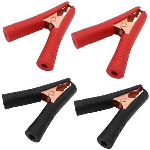 Insulated Alligator Clips 4-Pack, Jumper Cables Clamp 100A for Charging and Testing Batteries Crocodile Clamp Car Battery Charger Clamps Power for Car Auto Vehicle Boat