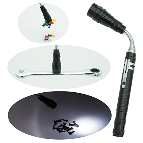 Telescopic Magnetic Pickup Tool Set, 10LB Magnet Pickup 30", 2LB Telescoping Pocket Magnet 25", Extendable LED Magnet Stick Tool 22" for Screws Nuts Pins
