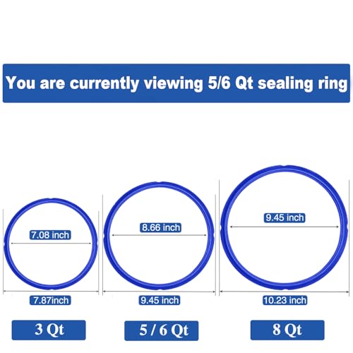Fuator 6Qt Instant Pot Sealing Ring + 3 Float Valve Caps; 3 Colors, 6Qt 3Pack