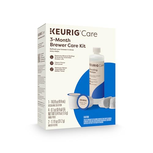 Keurig 1 Pack 3-Month Brewer Maintenance Kit with Descaling, Water Filters & Rinse Pods