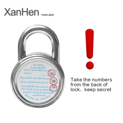 XanHen Black Combination Padlocks - Indoor Gym & School Lockers, 1-Pack