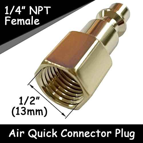 10PCS 1/4 Inch NPT Male & Female Industrial Air Hose Quick Connect Plug Brass Finish Air Compressor Pneumatic Coupler Fitting Adapter