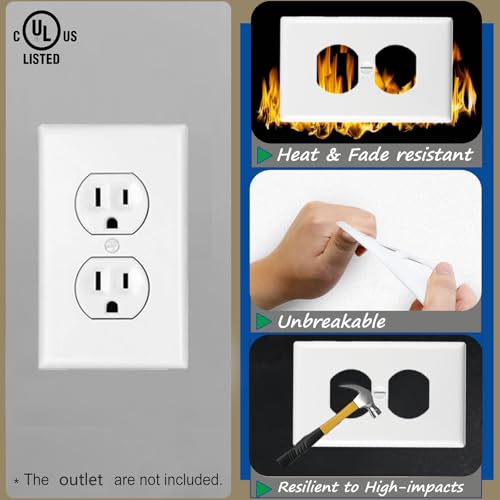Snnalosses Outlet Covers Wall Plates - Duplex Outlet Wall Plate, 1-Gang, Unbreakable Polycarbonate, UL Listed, 2-Pack