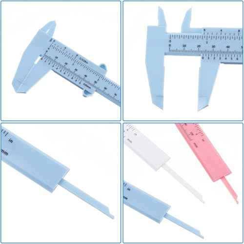 3 Pcs Plastic Vernier Caliper 6 Inch/150mm Dual Scale Measuring Tool Inch & Metric for Office House Workspace White Blue Pink