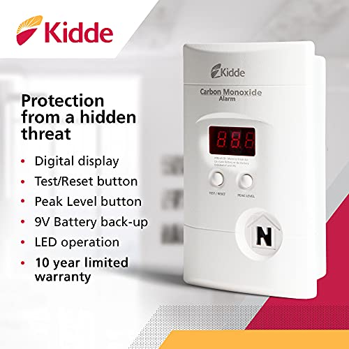 Kidde 3rd Edition Plug-In Carbon Monoxide Detector with Battery Backup, Digital Display, 85dB Alarm — 1 Pack