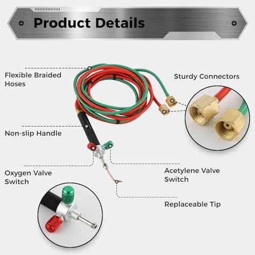 Lnrueg Mini Oxygen Acetylene Torch Kit, Handheld Oxygen Welding Torch, Portable Propane Soldering Torch with 5 Tips, Jewelry Repair Torch, 3092¡ÆF (1700¡ÆC) Welding Tool for Crafts, Electronics