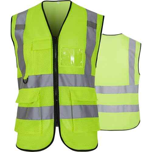Reflective Safety Vest for Men Women 6 Pockets High Visibility Construction Work Vest, Class 2, Meets ANSI Standards