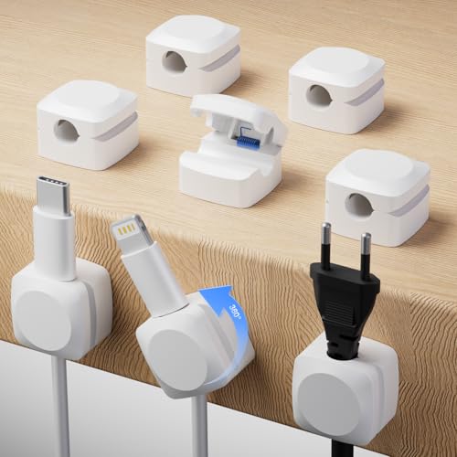 Daisyhome White Rotatable Cord Organizer with Strong Adhesive, 8-Pack