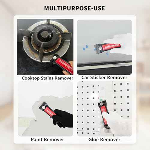 EHDIS 2PCS Razor Blade Scraper Tool with Blade Storage Box with 20pcs Extra Metal Blades for Glass,Stove,Oven Door, Cooktop Paint Cleaning