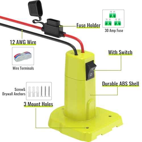 1 Pack Power Wheel Adapter Compatible with Ryobi 18V Battery, Upgraded Battery Converter Kit with Switch, Fuse & Wire Terminals, 12 AWG Wire, Power Connector for DIY RC Car Toys Robotics