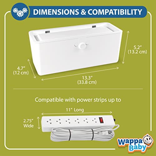 Baby Proof Power Strip Cover Box - Wappa Baby Dual Lock Child Safety Protector for Standard 6-Outlet Power Strips