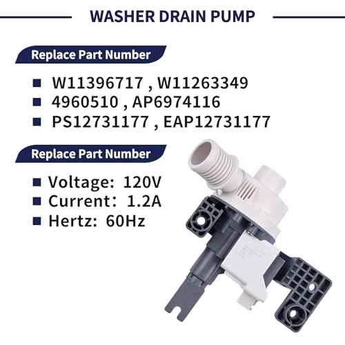 2025 Upgrade W11396717 W11263349 Washer Drain Pump Compatible with Whirlpool Maytag Kenmore Washing Machine Water Drain Pump Repalce W11396717 W11263349 120V 60Hz 1.2A