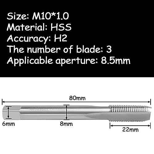Metric Thread Tap, M10*1.0, Right Hand Thread Machine Tap, High Speed Steel (HSS), H2
