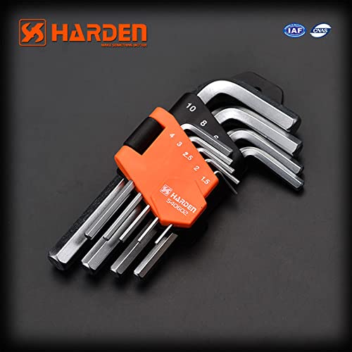 Edward Tools Pro 9 Piece Short Hex Allen Wrench Set - Metric 10mm - 1.5mm - Harden CRV Steel - Optimum Strength Steel - Organizer Tool Clip for Quick Access to Size