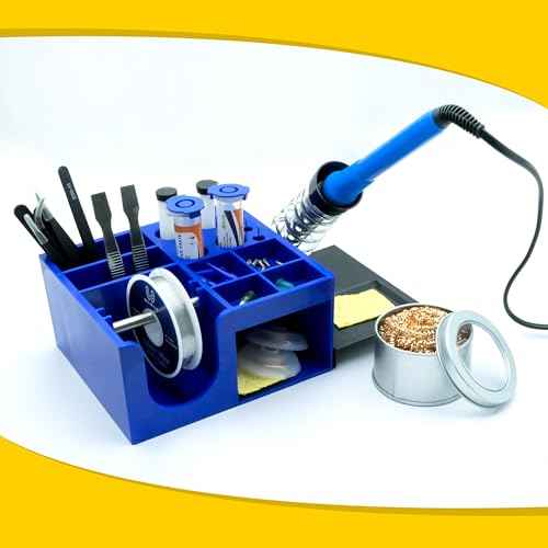 Soldering Iron Stands with Soldering Iron Soldering Iron Tip Soldering Storage Box Brass Cleaning Wire; Cleaning Sponge; Soldering Tip Cleaner Tweezers Set Professional Electronic Soldering Kit