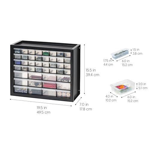 IRIS USA 44-Drawer Parts & Hardware Cabinet with Large 13x6x5 Open Front Bin (8-Pack) — Black