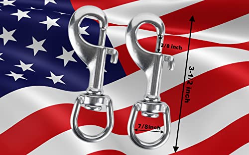 Faneta 3.5-Inch Marine-Grade Stainless Steel Bolt Snap Hooks 2-Pack