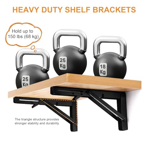 Storystore 10-Inch Folding Shelf Brackets, 2 Pack Space-Saving Support