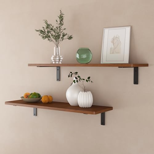 NEODROP 4-Pack Heavy Duty 6 Inch Wall Shelf Brackets - Black Steel Floating Support