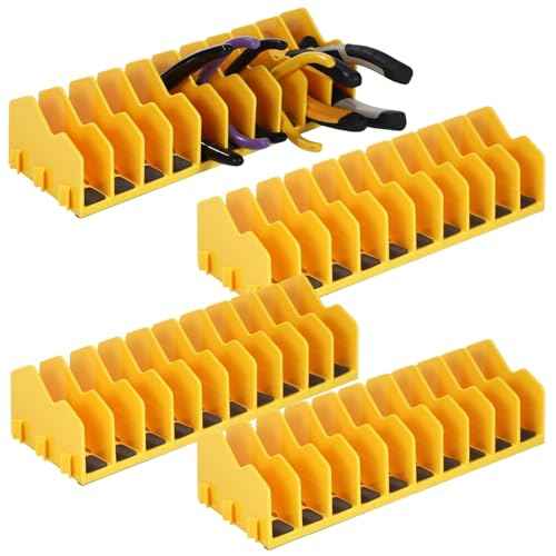 4 Pcs Plier Organizers, 10-Slot Plier Racks for Tool Box, Plasticy Pliers Storage Trays, Interlocking Wrench Holders with Non-slip Rubber Pads, Ideal for Drawer, Garage Workbench Organization