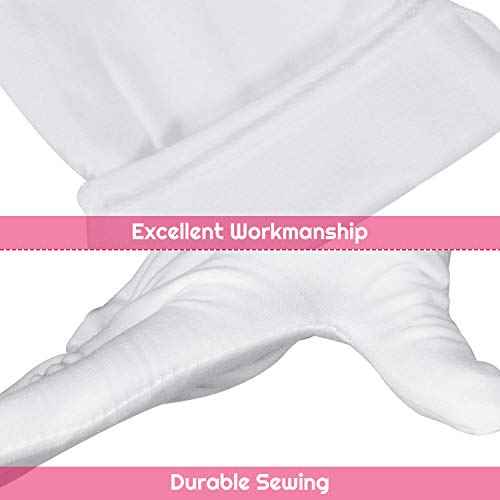 anezus 6 Pairs White Cotton Gloves for Dry Hands Eczema SPA Moisturizing, Work Glove Liners for Serving Costume Inspection