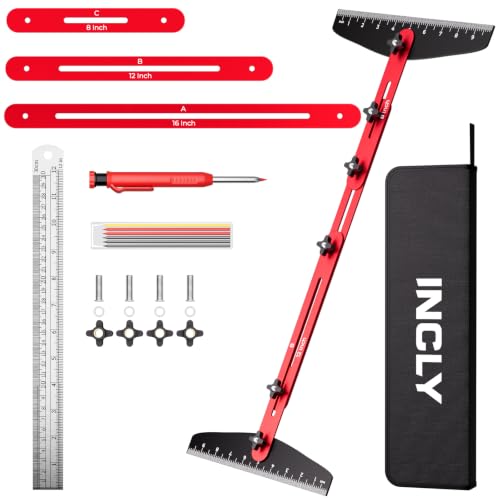 INCLY Stair Tread Template Tool Kit with Carpenter Pencil & Steel Ruler