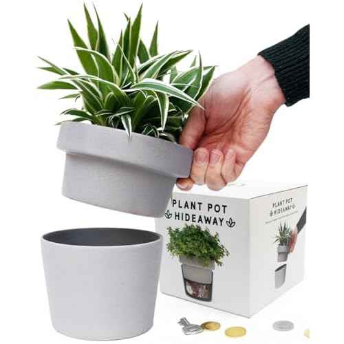 Suck UK Hidden Storage Plant Pot - Key Hider - Hide A Key Planter - Diversion Safe - Fake Plant Secret Storage - Secret Stash - Ceramic Flower Pot Hidden Compartment - Money Hideaway - Cash Box