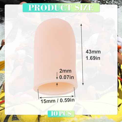 PAGOW 10pcs Gel Finger Cots/Covers, Silicone Finger Protector Support, Finger Caps Finger Sleeves Thumb Protector for Finger Cracking Trigger Finger Arthritis Pain Relief (Beige, Short)