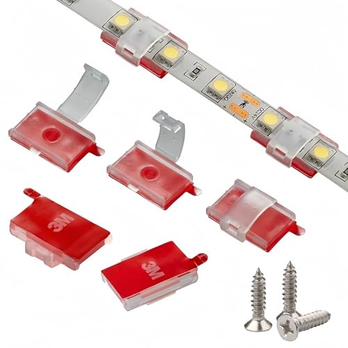 Threetwofour Clear LED Strip Light Mounting Clips Pack of 100 for 8-10mm Strips