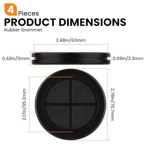 Aifeier ET 2-1/8" ID x 2-1/2" Drill Hole Rubber Grommets 4 Pack Firewall Cable Protectors