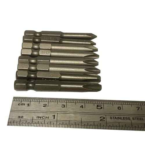 aiyun 12 Piece Slotted Phillips Head Drill Bits, 1/4 Hex Shank Magnetic Screw Driver Bit Set S2 Steel 2 Inch Long Screwdriver Sets (2 Inch)