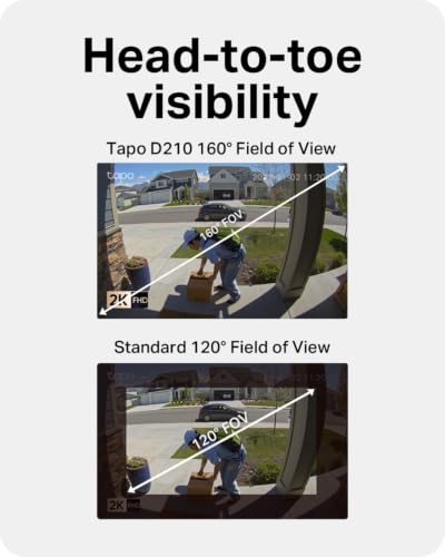 Tapo 2K Wireless Video Doorbell with Chime - Battery Only, 160° Wide View, D210