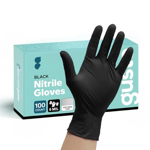 GUSTO Large Disposable Heavy Duty Nitrile Gloves 6 Mil - Pack of 100