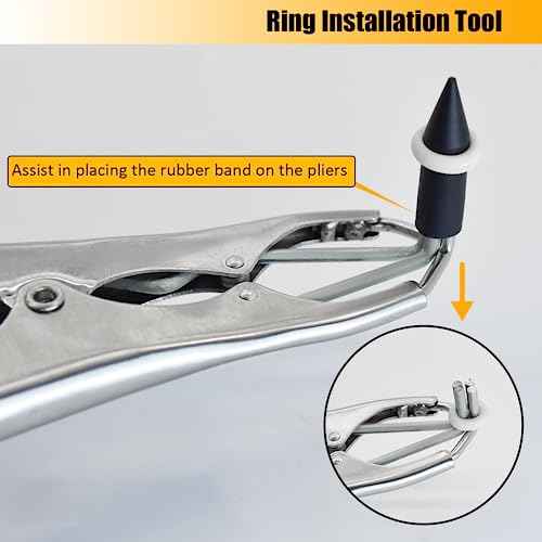 Goat Banding Kit, Stainless Steel Bander Snap Pliers with 70Pcs 2 Sizes Rings, Ring Installation Tool, Balloon Expander Pliers Tool