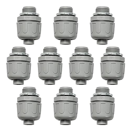 HDHAODA 10-Pack 1/2 Inch Straight Electrical Conduit Connectors Gray