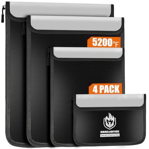Andyer Black Fireproof Waterproof Document Bag Set (4 Sizes) - Fire Safe Storage
