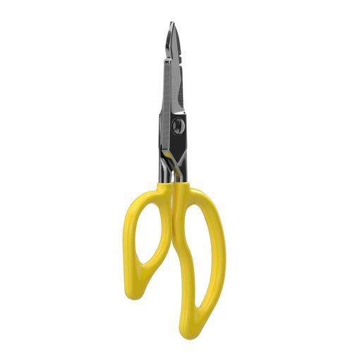 Klein Tools 26001 Electrician Scissors, Made in USA, 6.75-Inch All-Purpose Heavy-Duty Snips, Cable Cutting Notch, Serrated Blades, Deburr Notch, Wire Stripper